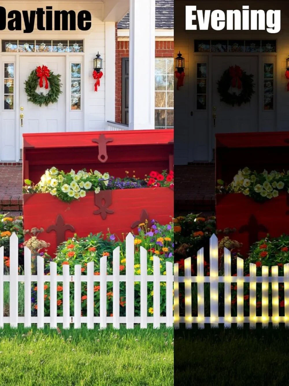 Christmas Tree Fence Light Christmas Decorations Lights 8 Pack Picket Fence NEW